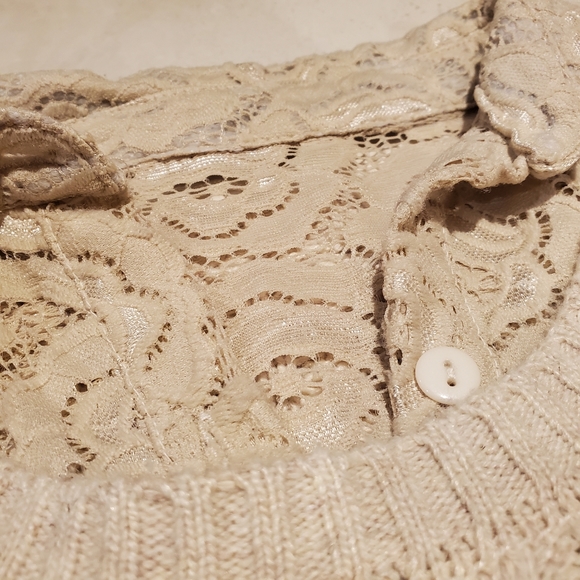 Lace Shirt and Sweater Vest  (cut-out Back) - Picture 3 of 5